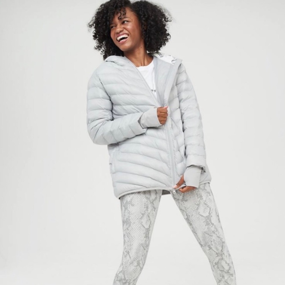 Aerie Light Gray Puffer Jacket